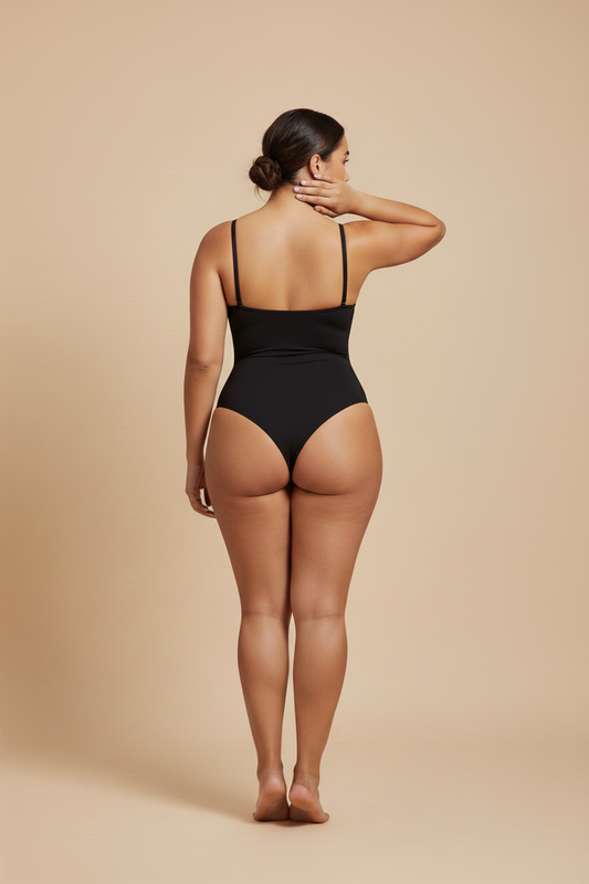 Svart bodysuit med smala raka axelband