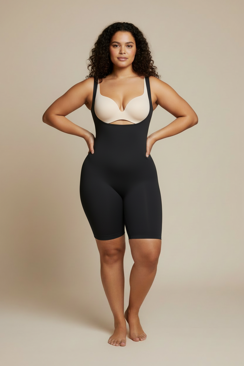 Modell svart shapewear med bh