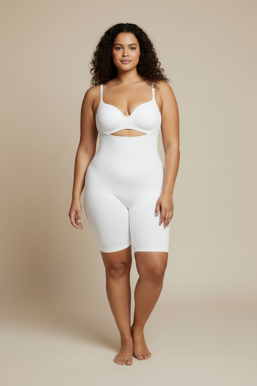 Vit shapewear armar längs sidan